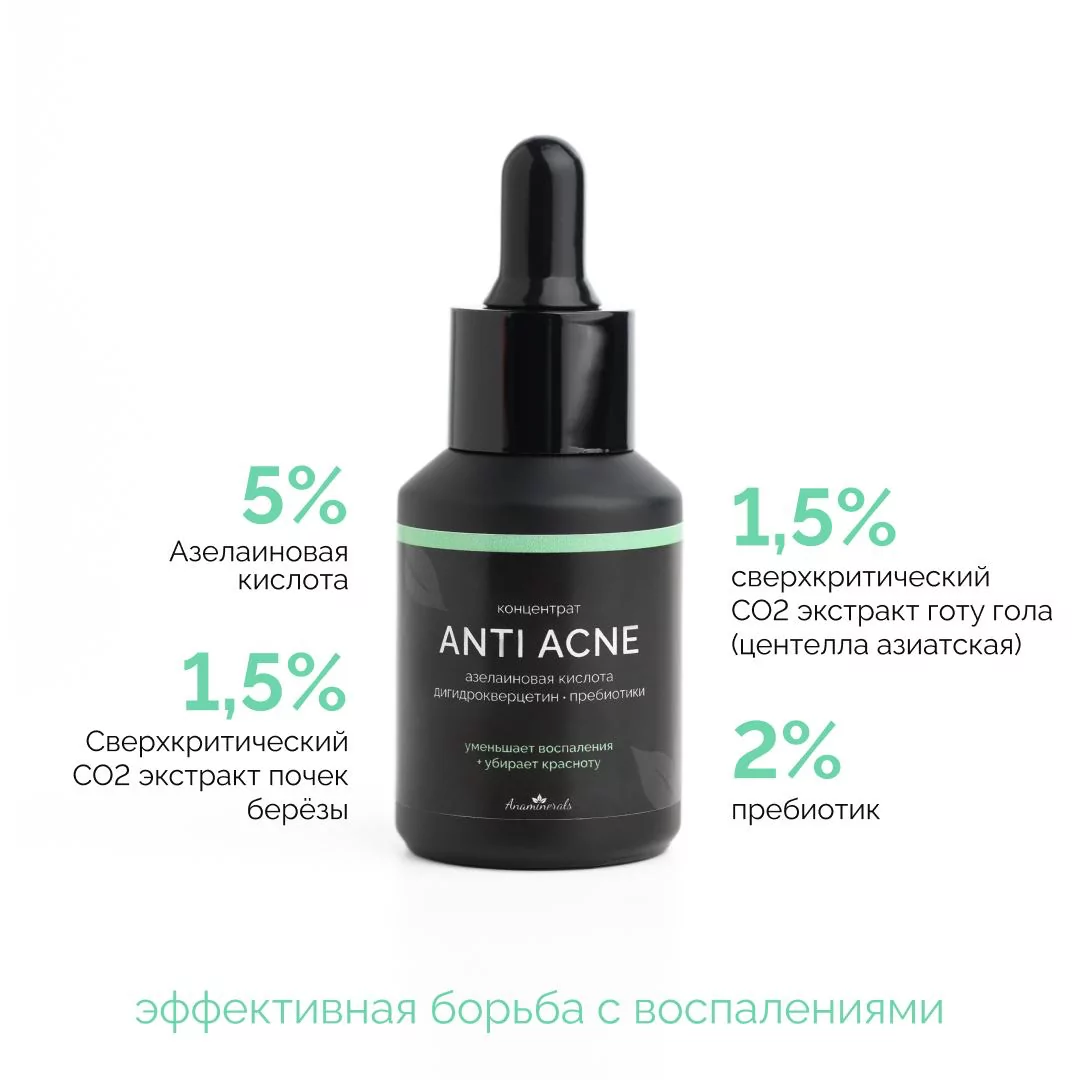 картинка Концентрат Anti Acne с азелаиновой кислотой 5% и сверхкритическим со2 экстрактом почек березы от Anaminerals